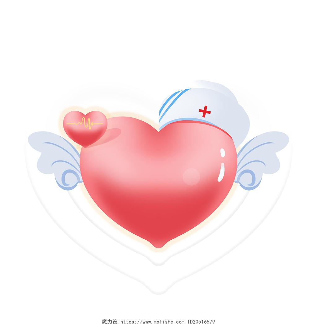 护士节卡通爱心天使元素卡通护士节医生护士元素
